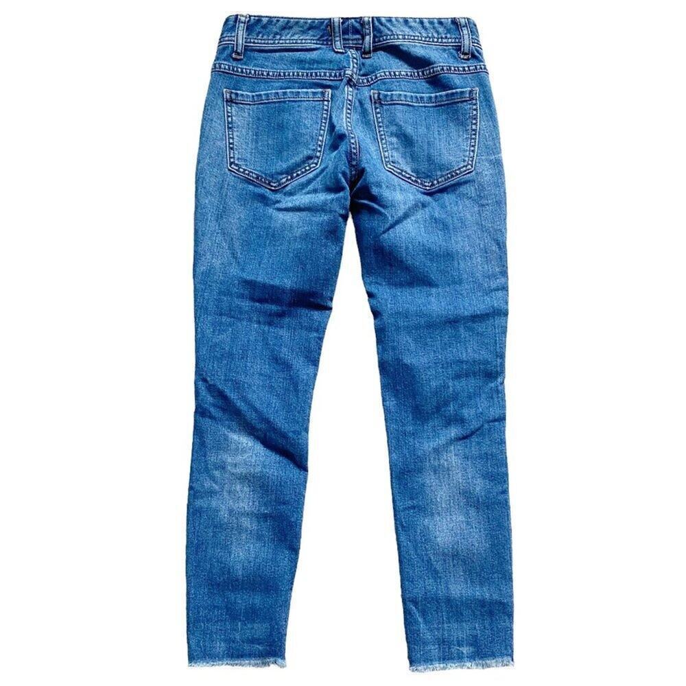 Free People 8" Mid Rise Raw Hem Distressed Skinny Ankle Jeans size 25 - Picture 3 of 6